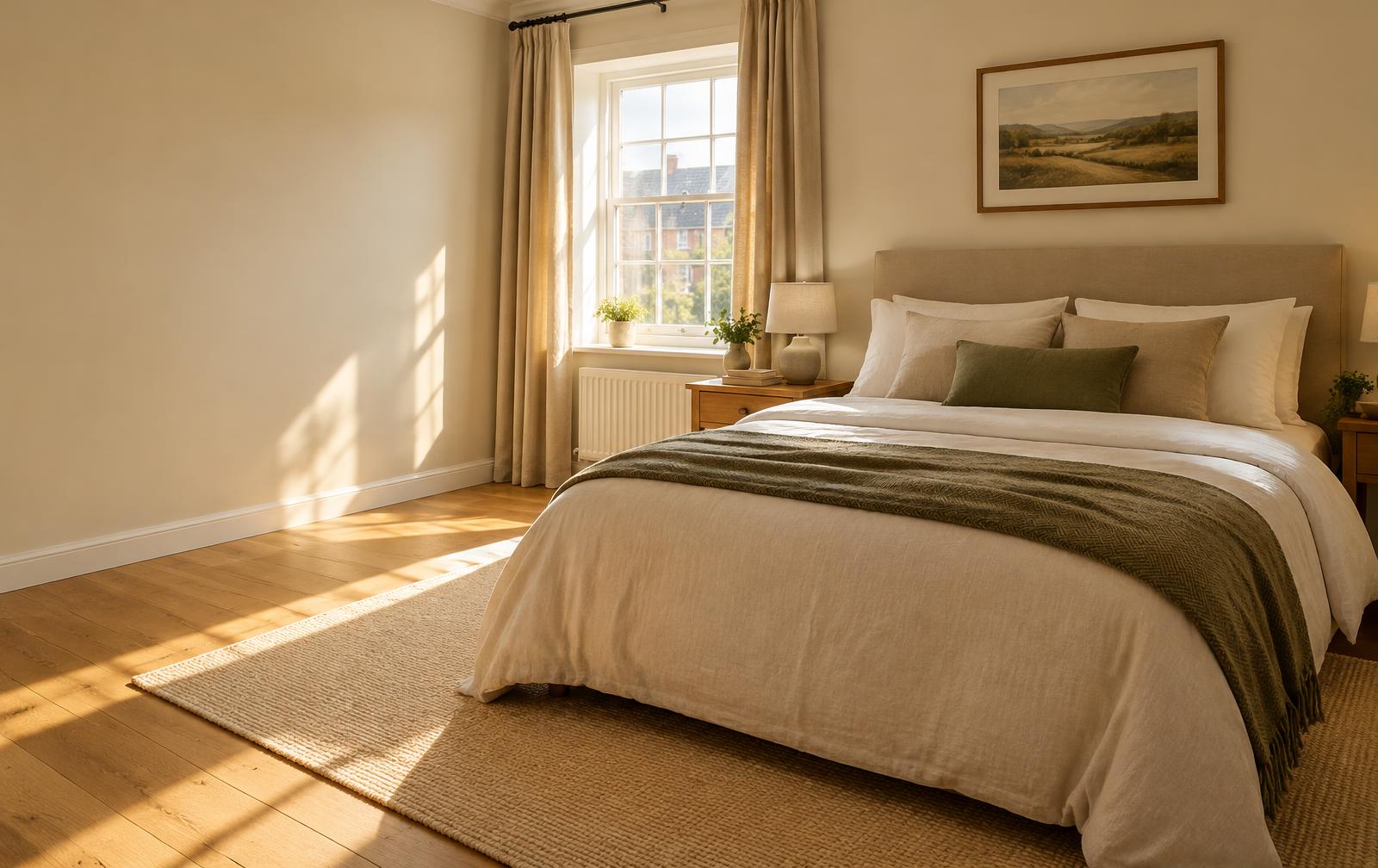 Bedroom in a warm modern home